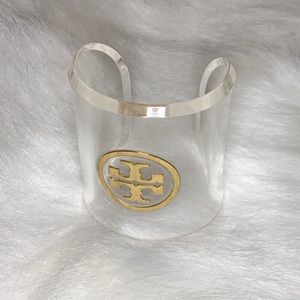 Tory Burch Clear/Gold Logo Cuff